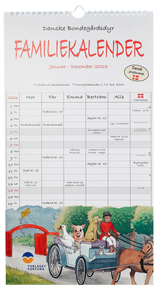 Familiekalender 2023 dyr 5 personer