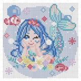Diamond art glitter havfrue m/stjerner/blomster 20 x 20 cm