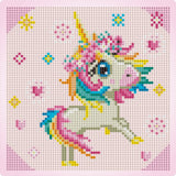 Diamond art glitter enhjørning m/blomsterkrans 20 x 20 cm