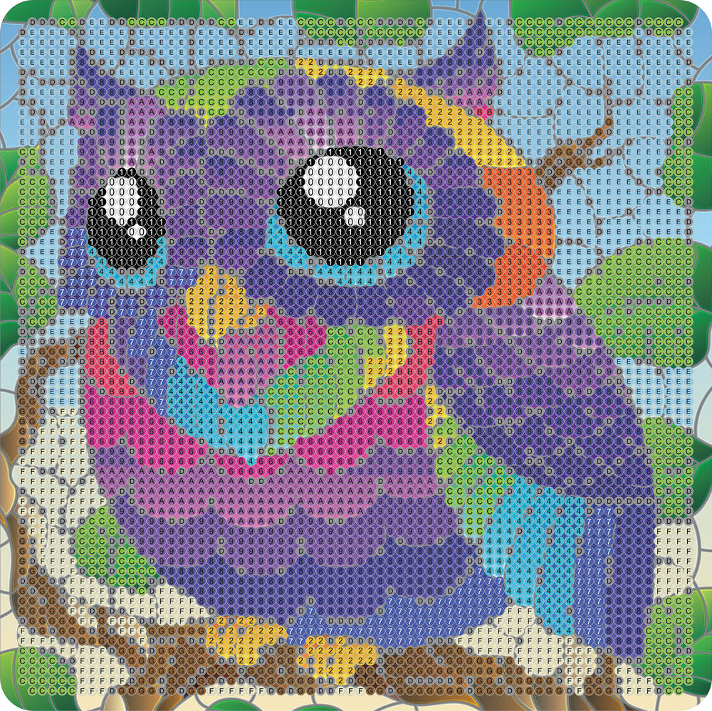 Diamond art glitter ugle farverig 20 x 20 cm