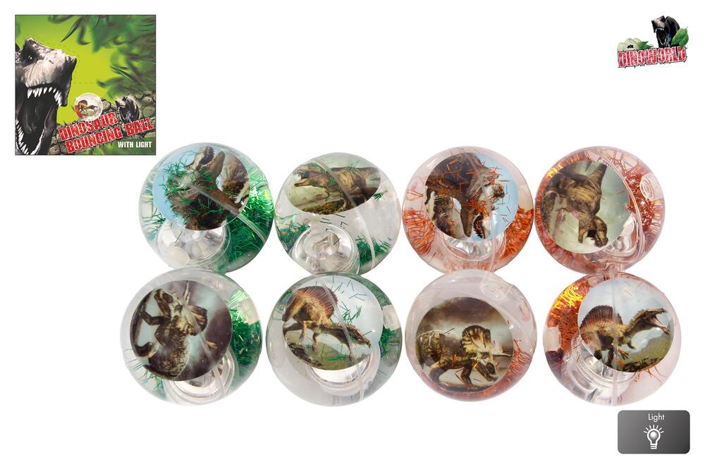 Hoppebold Dinosaur med Lys 6,5 cm asst