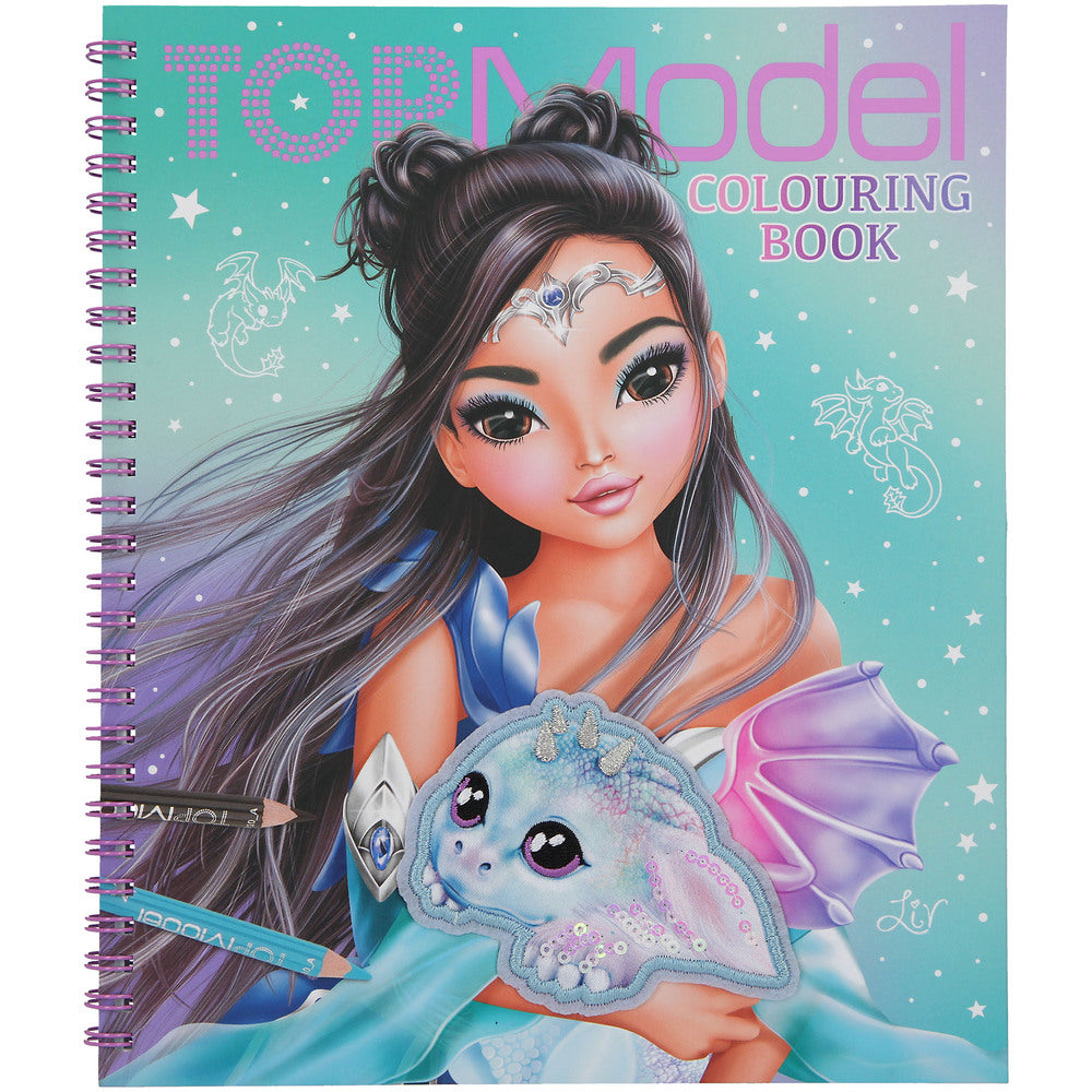 Topmodel malebog m/pailletter dragon love