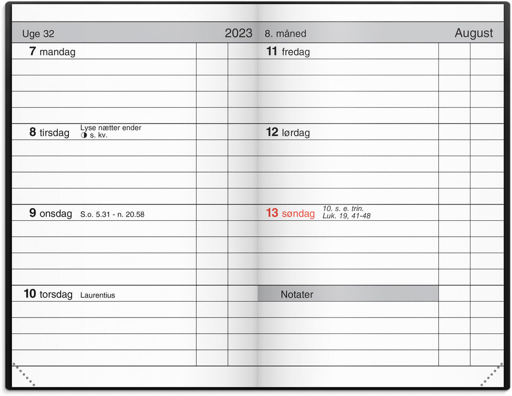 Lommekalender vinyl sort 2023