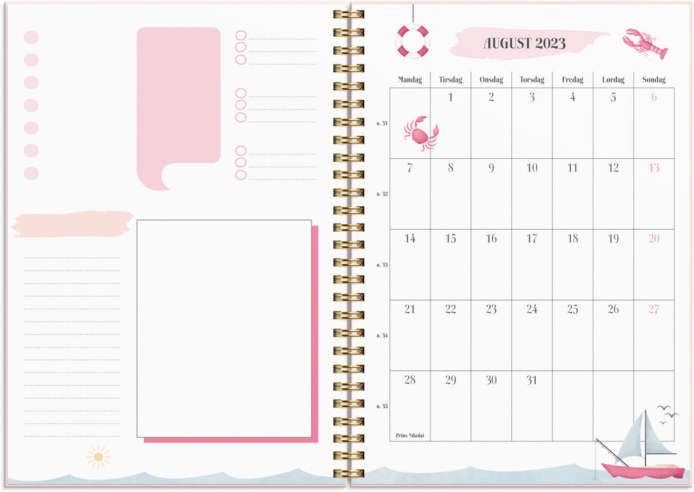 Life planner pink uge m. omslag