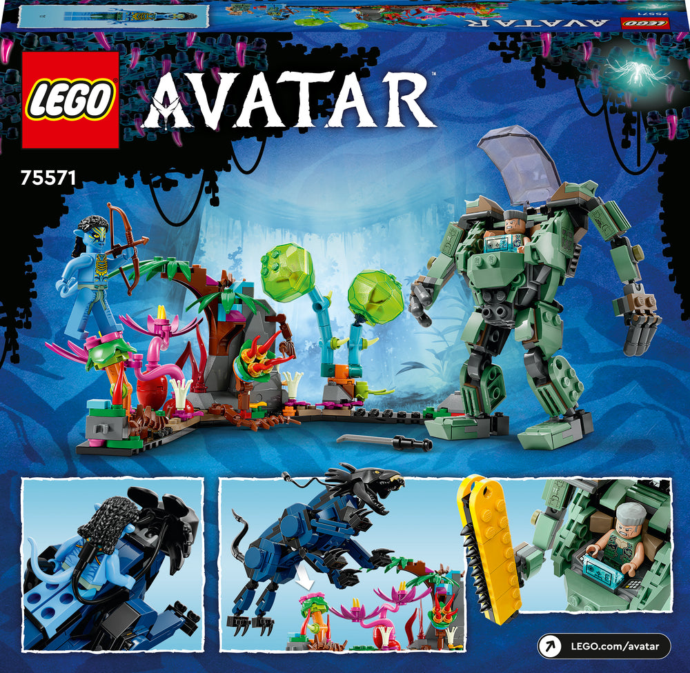75571 LEGO Avater Neytiri og Thanator mod Quaritch i AMP-dragt