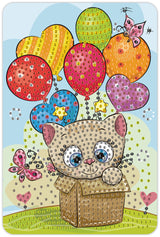 Diamond Art kat luftballon 10 x 15 cm