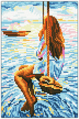 Diamond Art kvinde på gynge 20 x 30 cm