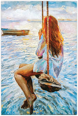 Diamond Art kvinde på gynge 20 x 30 cm