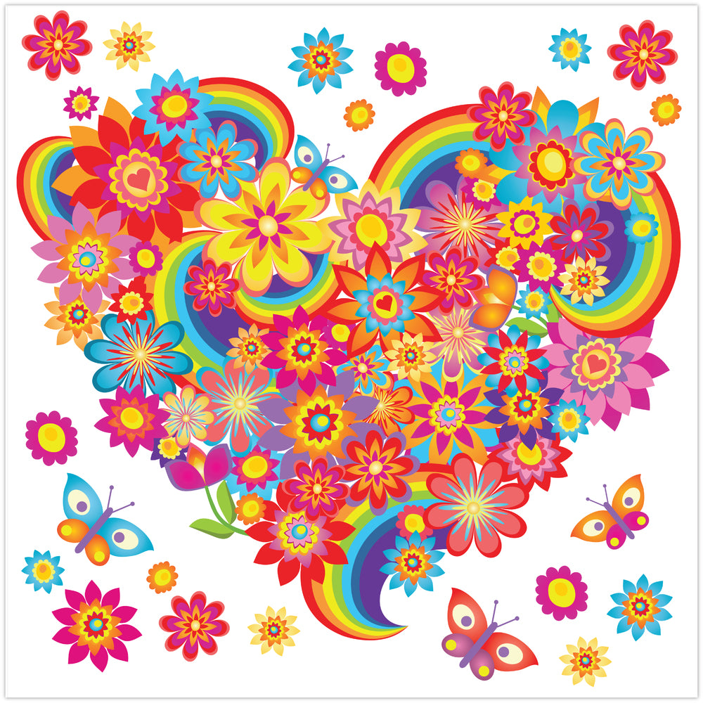 Diamond Art MIX blomsterhjerte 40 x 40 cm