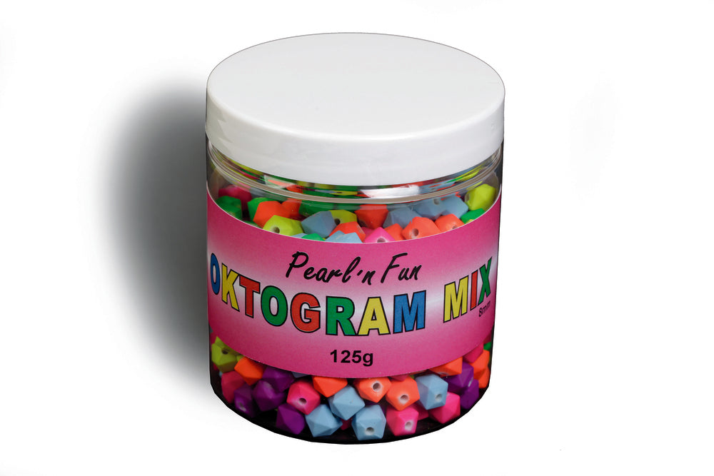 Pearl`n fun mat oktogram 8mm farver 125g bøtte ass