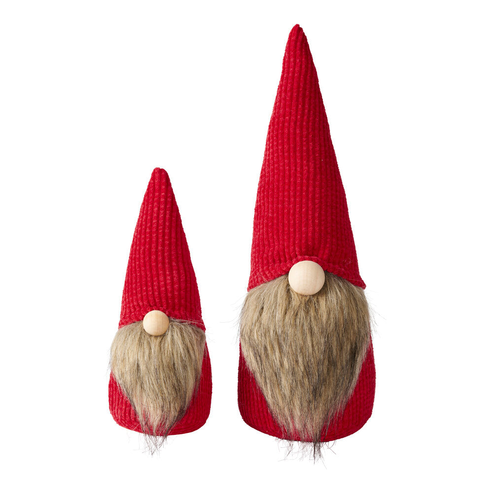 Nisse rød fløjl 20 cm m/gråligt skæg