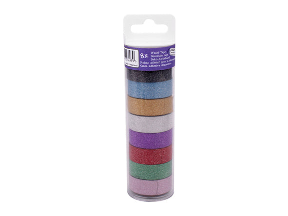 Washi tape - Glimmer, 8 stk i rør
