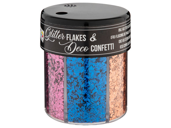 Glitter i strødåse - Drys og formet, 6 varianter á 12 gram