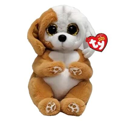 Ty Beanie Bellies Ruggles brun/hvid hund 20 cm