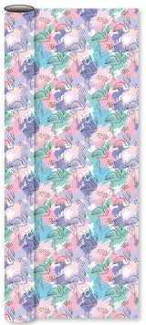 Bogbind/gavepapir flamingo/splatter pastel 70 cm x 2 m 80 g