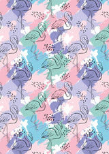 Bogbind/gavepapir flamingo/splatter pastel 70 cm x 2 m 80 g