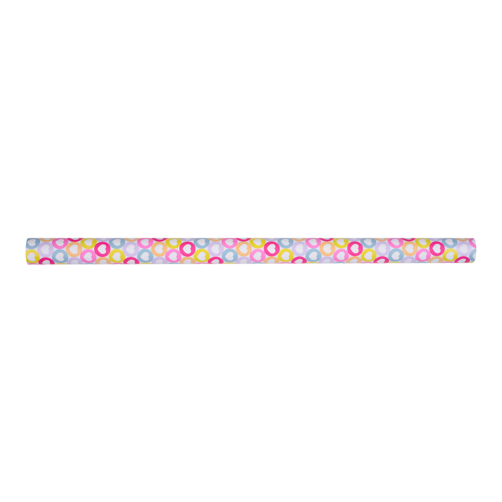 Bogbind/gavepapir hjerte i cirkel pasteller 70 cm x 2 m 80 g