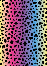 Bogbind/gavepapir regnbue farvet m/leopard 70cmx2m 80 g