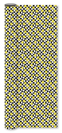 Bogbind/gavepapir smiley gul i sort/hvid tern 70cm x 2m 80 g