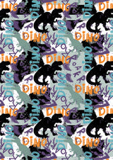 Bogbind/gavepapir dino roar grøn/lilla 70 cm x 2 m 80 g