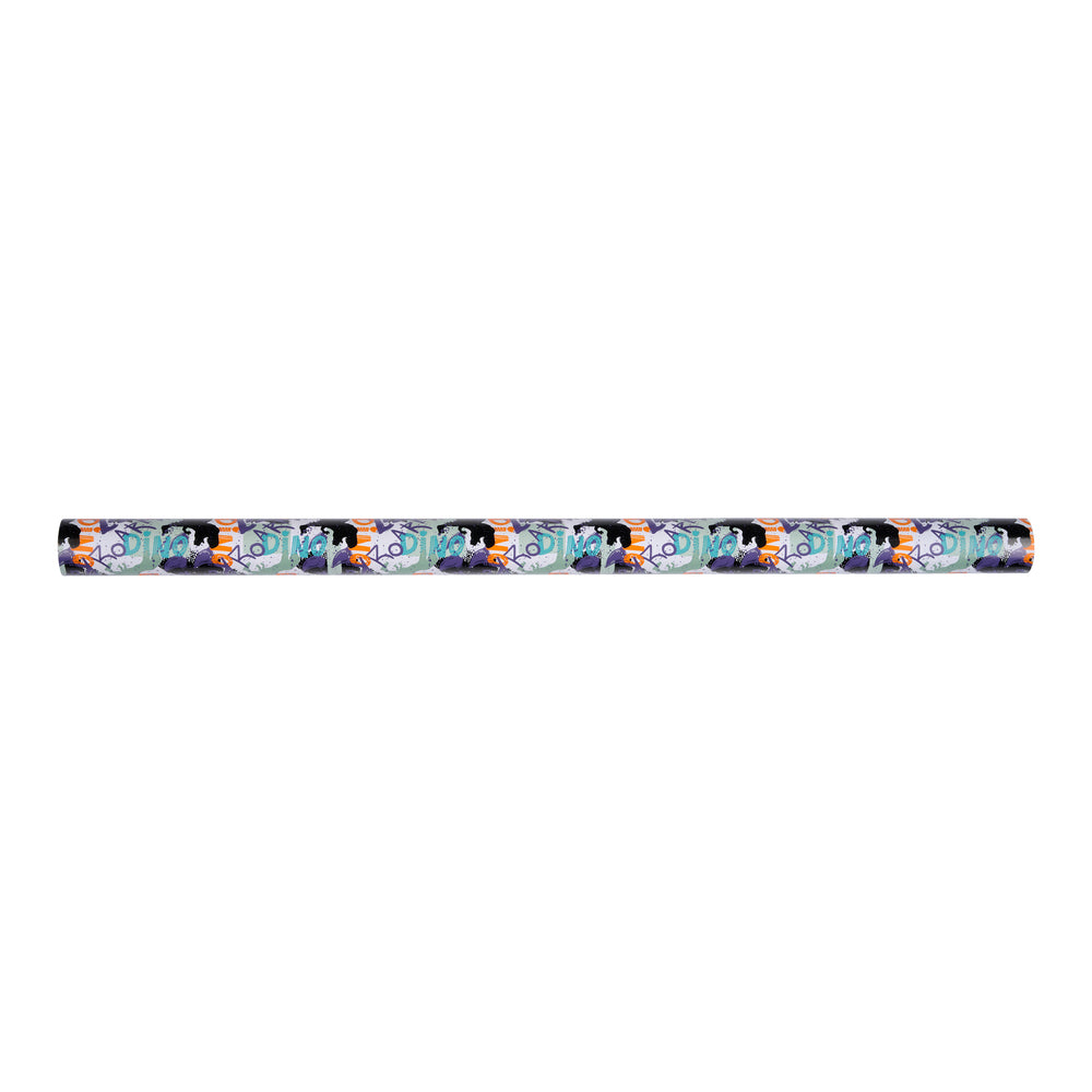 Bogbind/gavepapir dino roar grøn/lilla 70 cm x 2 m 80 g