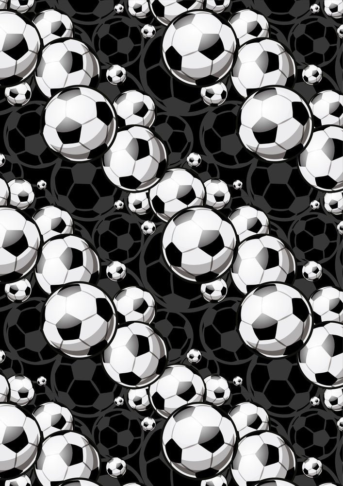 Bogbind/gavepapir fodbold sort/grå/hvid 70 cm x 2 m 80 g