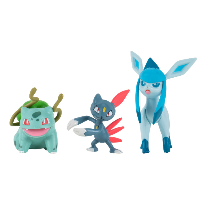 Pokémon battle figur sæt Bulbasaur, Sneasil, Glaceon