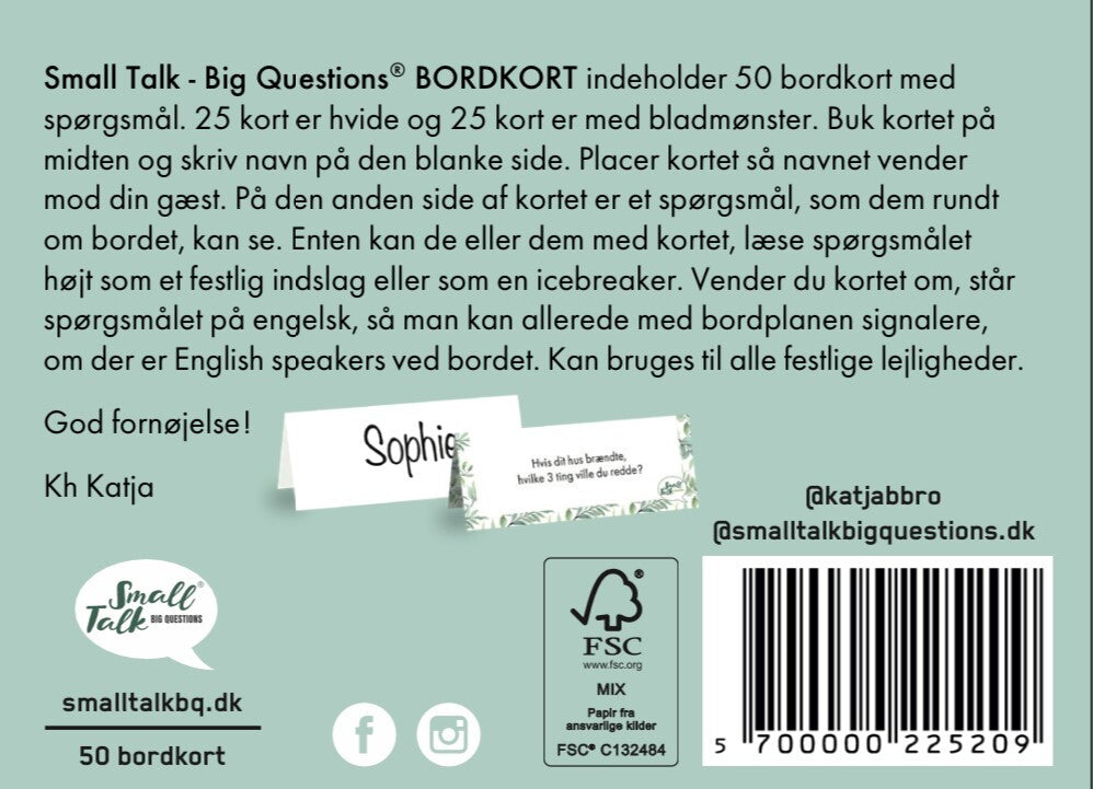 Small Talk - Big Questions BORDKORT