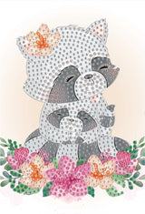 Diamond art Panda mor/baby  10 x 15 cm