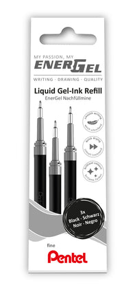 Refill Pentel 3 stk Energel 0,5mm sort