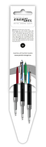Refill Pentel 3 stk Energel 0,5mm sort