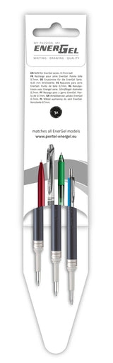 Refill Pentel 3 stk Energel 0,7mm sort
