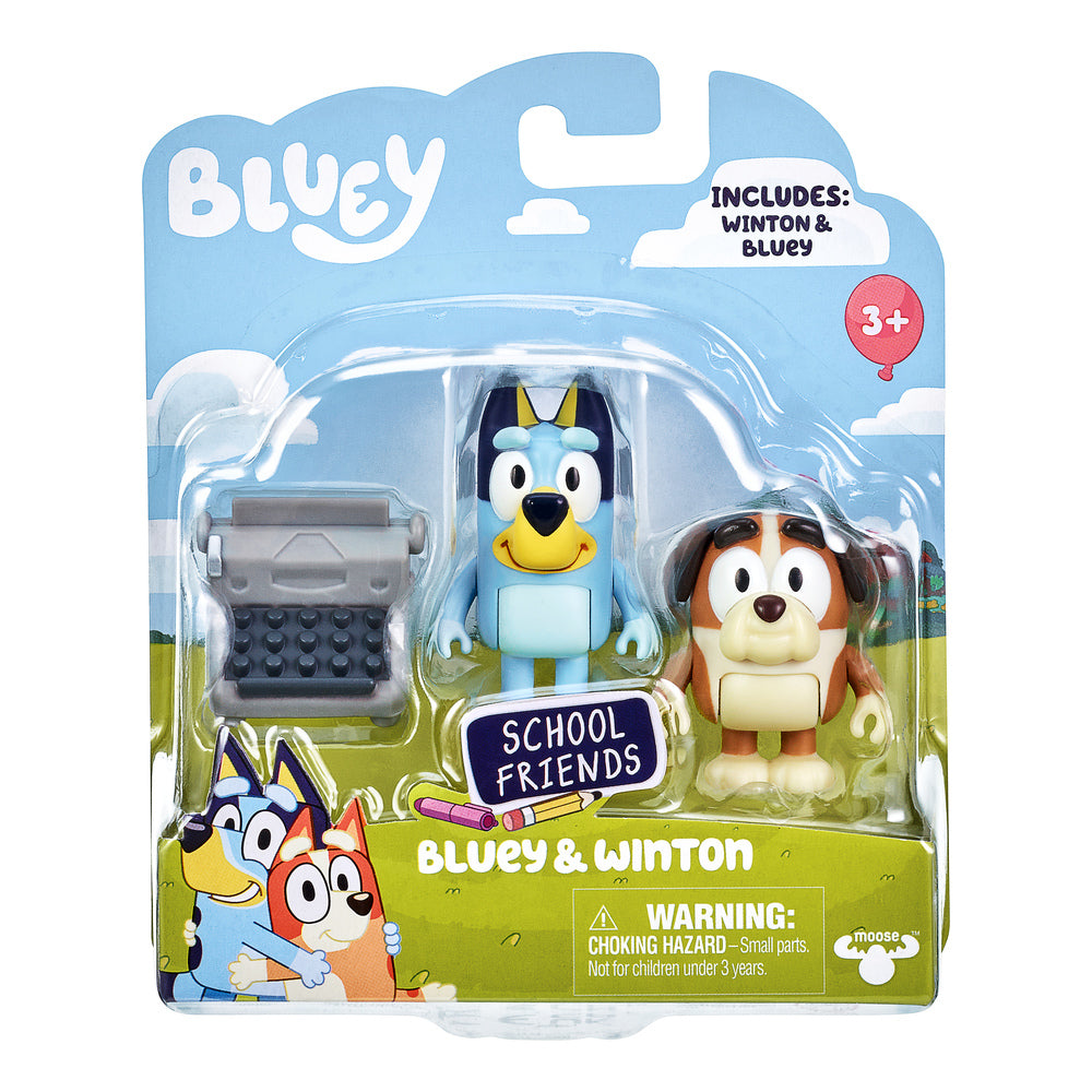 BLUEY figurer med skoletema 2-pak ass