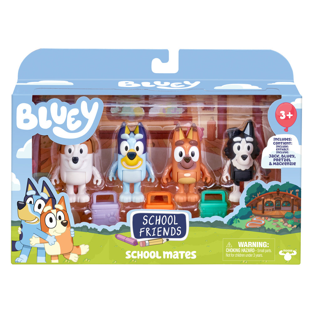 BLUEY figurer med skoletema 4-pak