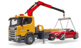 Bruder Scania Super 560R Fejeblad med Roadster Bil