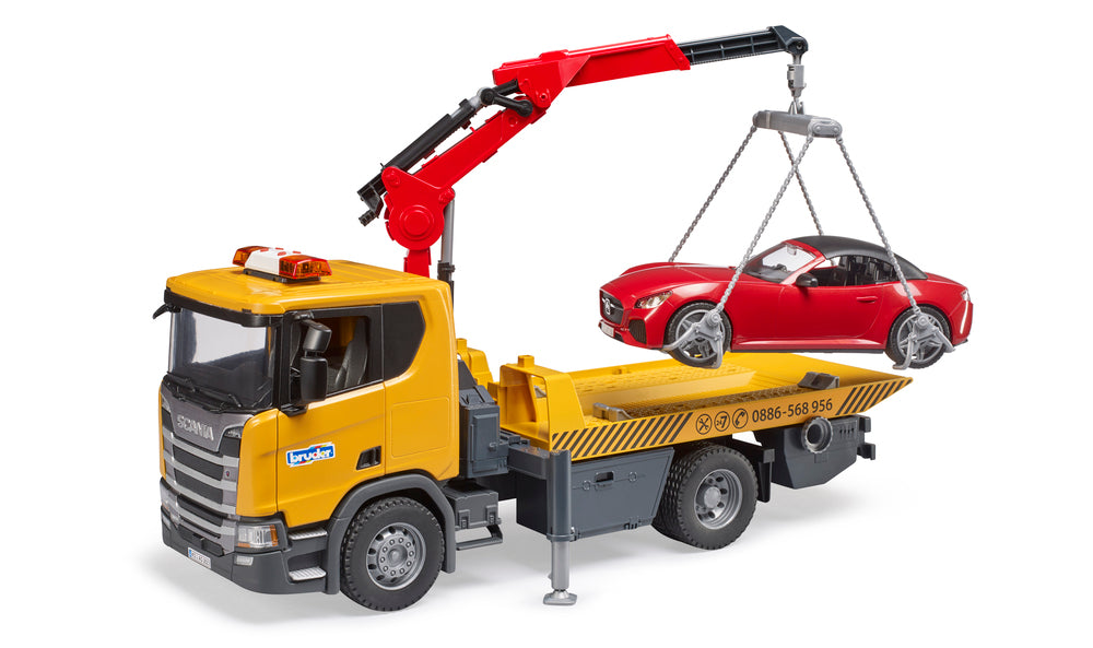 Bruder Scania Super 560R Fejeblad med Roadster Bil