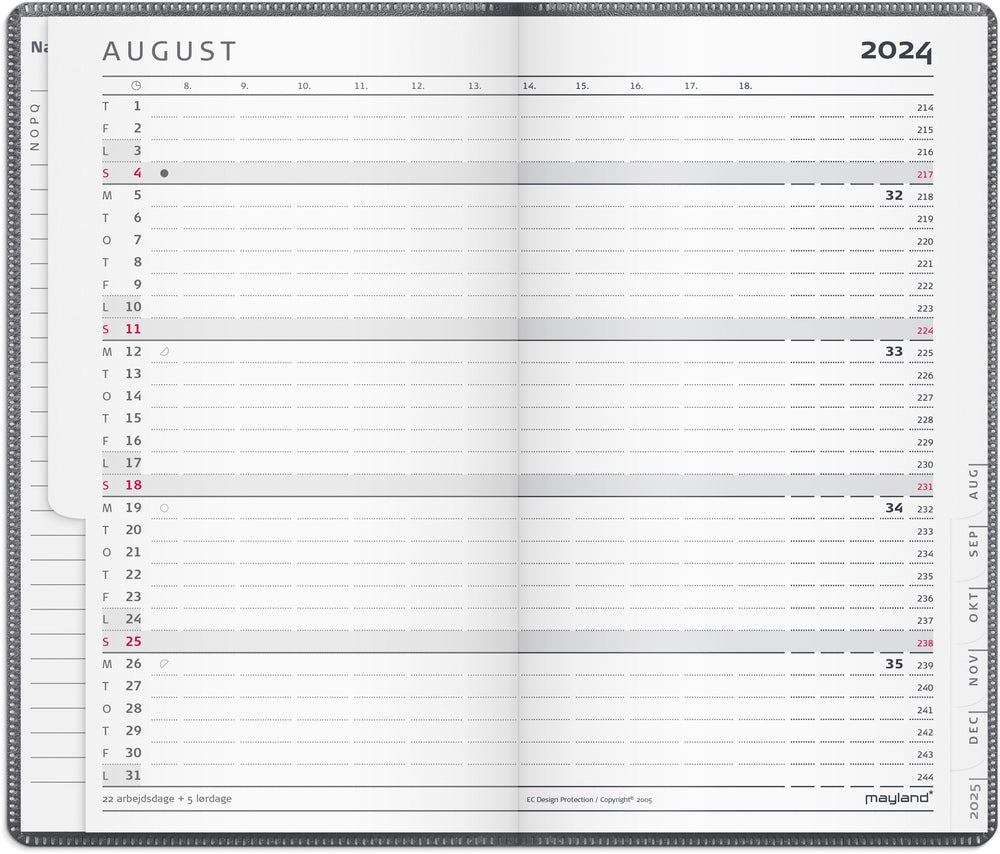 Index planner 2024 mini mørk grå