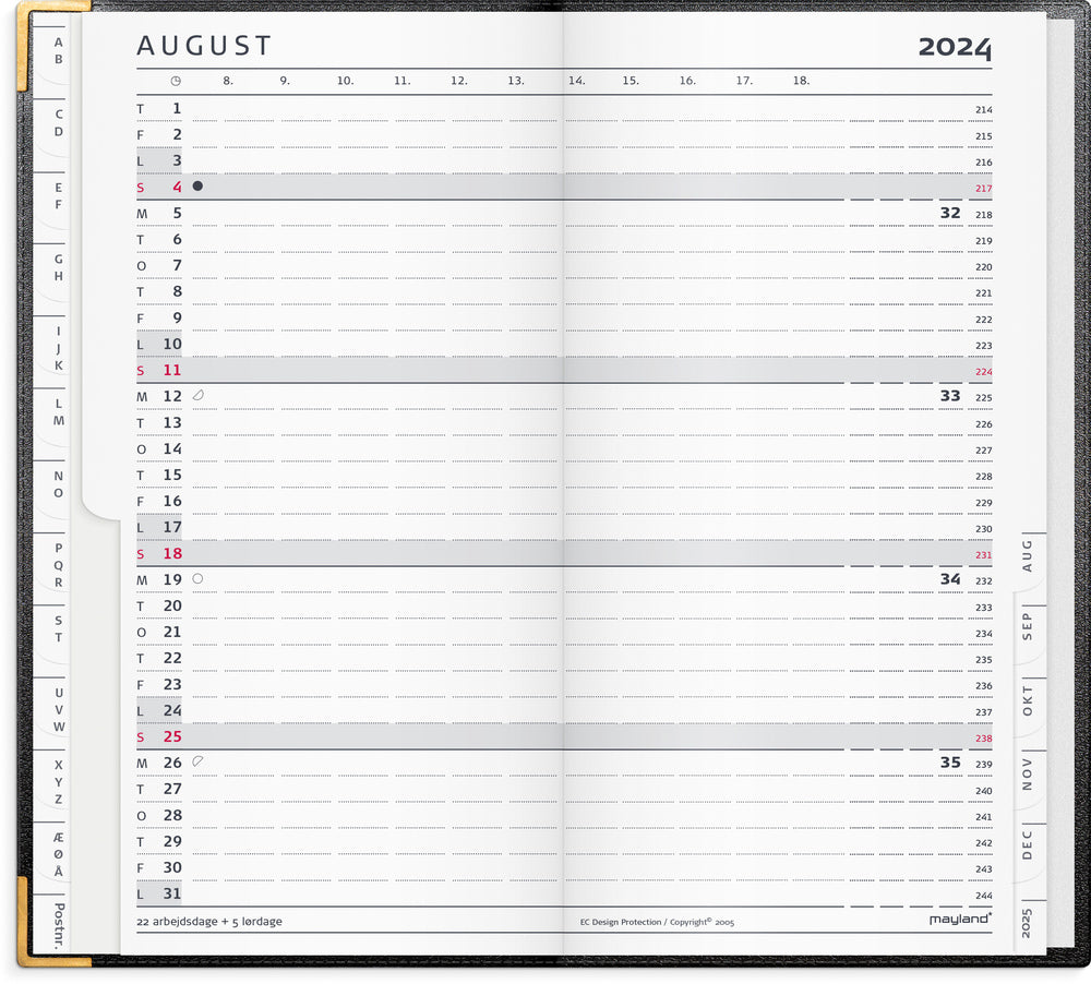 Index planner 2024 måned skind