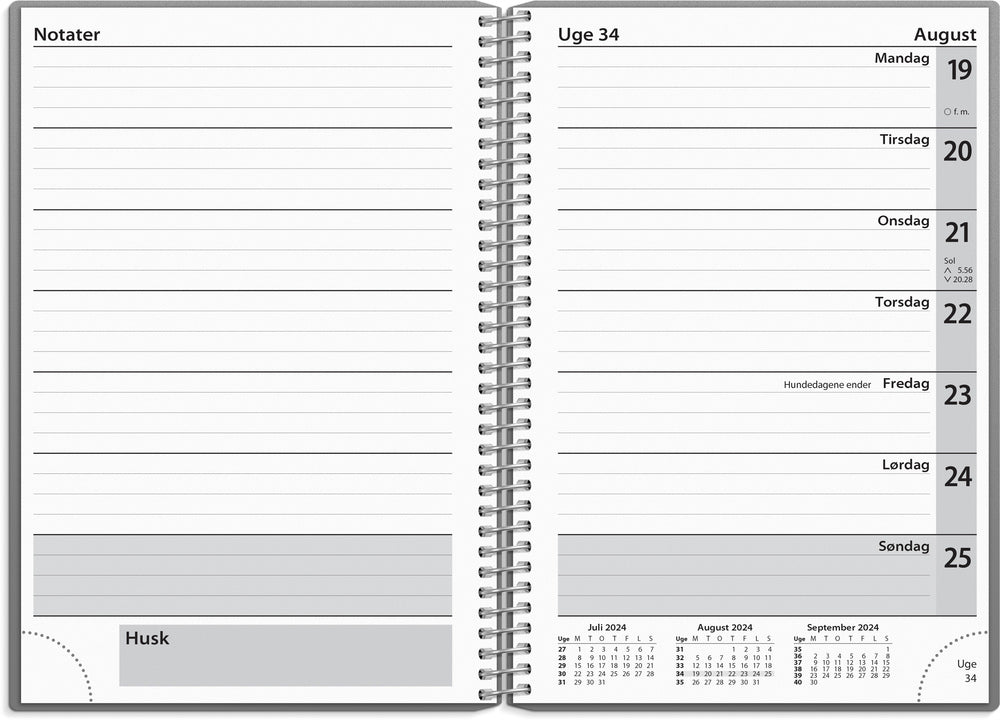 Kalender 2024 ugeopslag grå