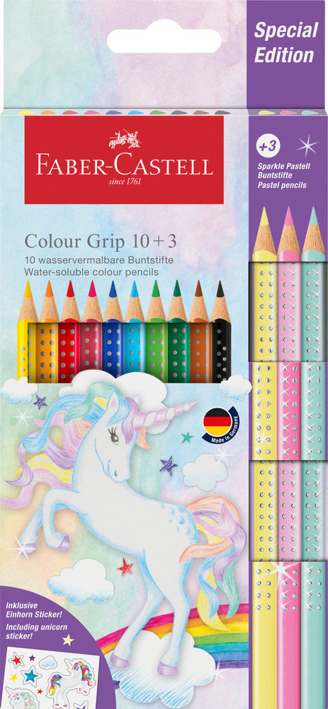 Farveblyanter Faber Castell grip Unicorn 10 + 3 sparkle