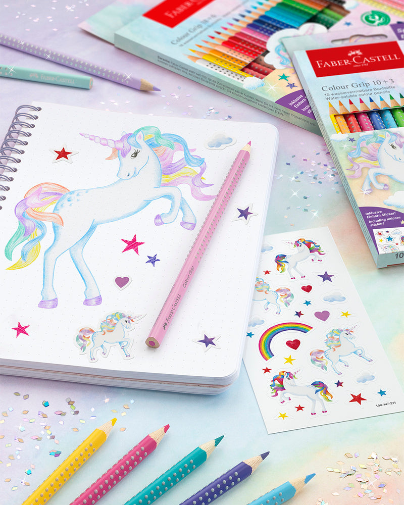 Farveblyanter Faber Castell grip Unicorn 10 + 3 sparkle