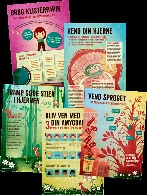 Hjernesmarte plakater 5 stk. i A2 rør