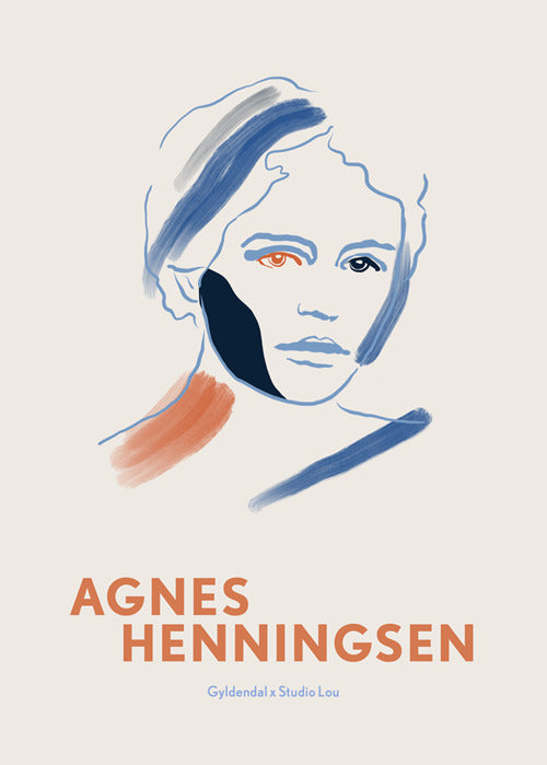 Plakat, Agnes Henningsen-portræt (blå)