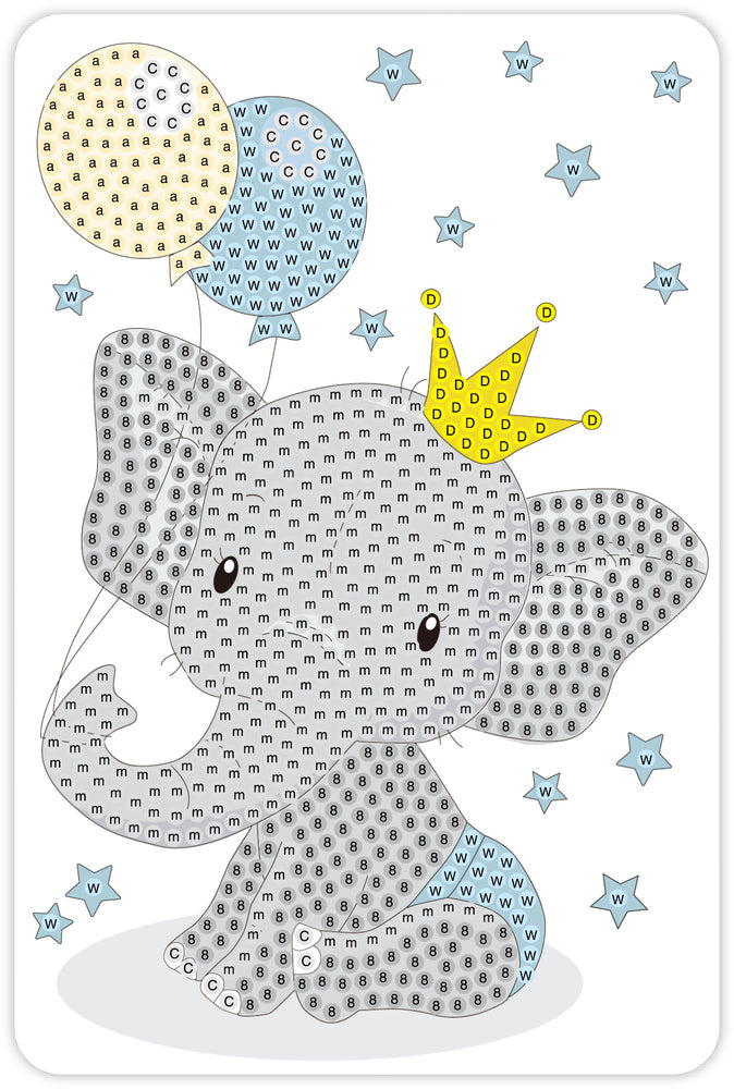Diamond Art Elefant dreng 10 x 15 cm