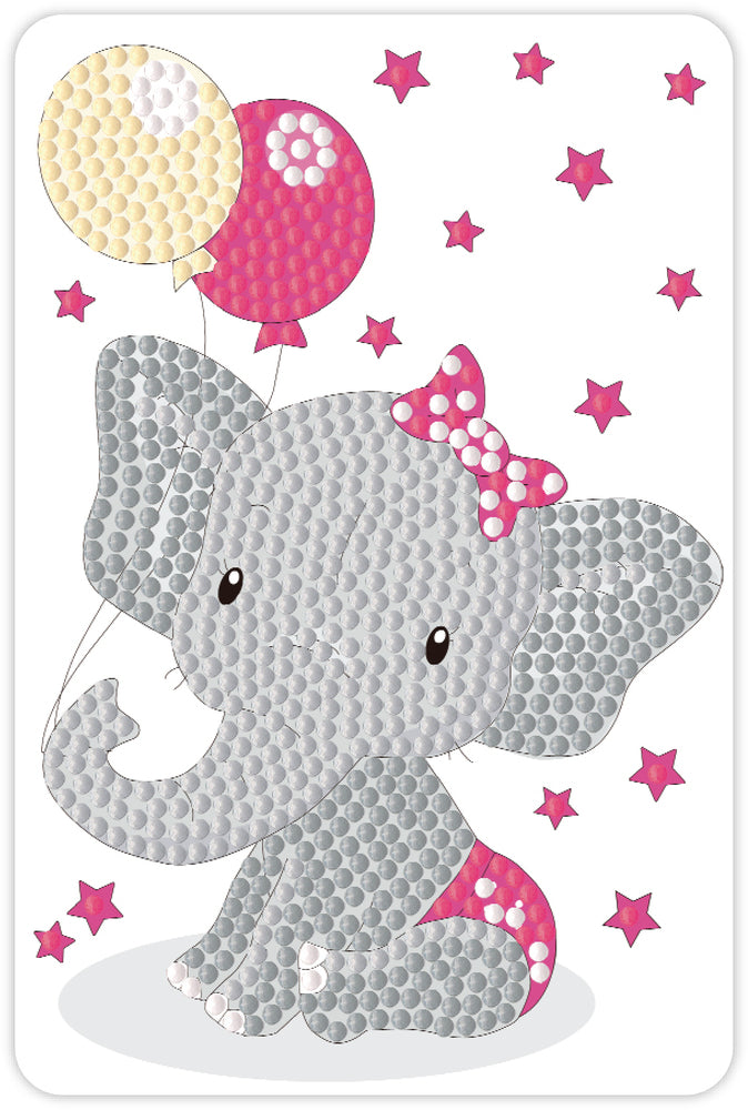 Diamond Art Elefant pige 10 x 15 cm