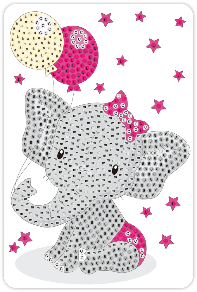 Diamond Art Elefant pige 10 x 15 cm