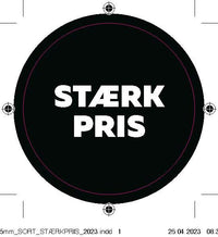 Bogetiket Stærk pris sort - ø55mm - 100 stk. pr. ruller