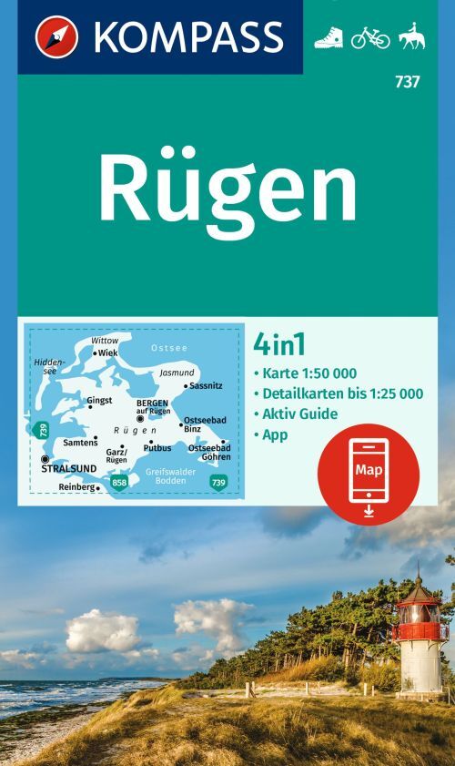 Kompass Wandern und Radkarte 737 Rügen