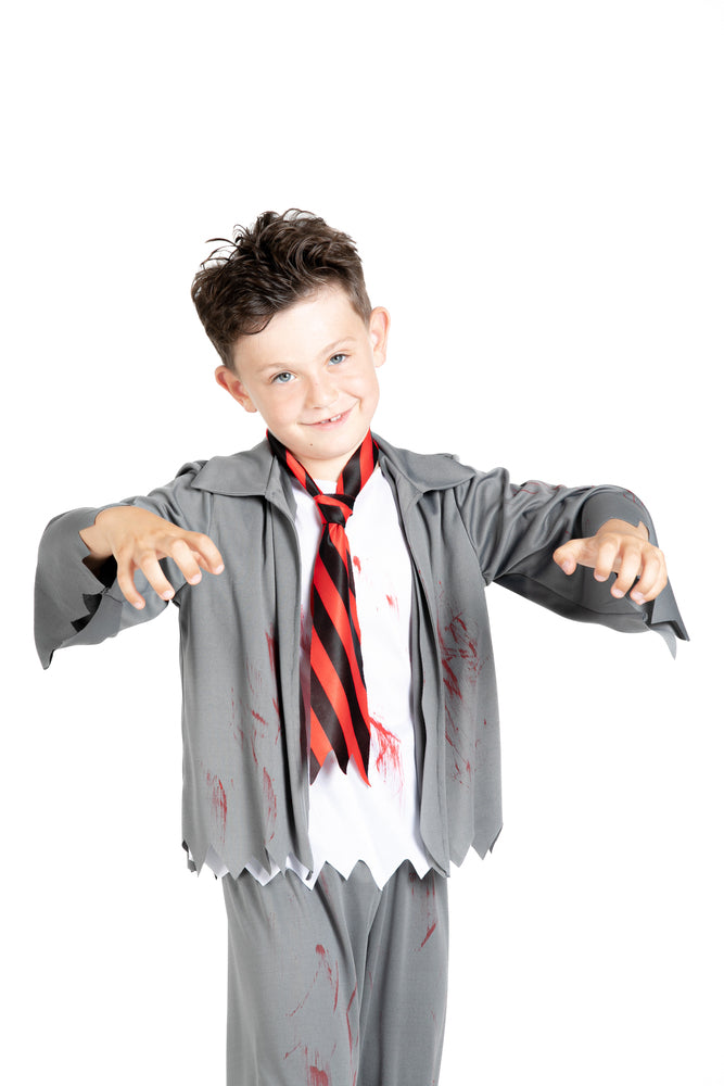 Zombie skoledreng-kostume str. 8-10 år