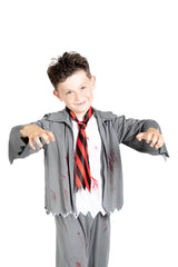 Zombie skoledreng-kostume str. 8-10 år